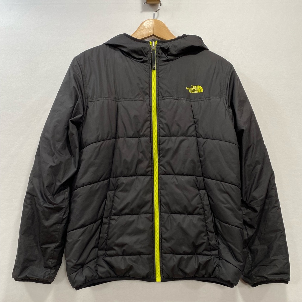 The North Face Black Neon Camo Reversible Puffer Jacket Boys XL Full Zip Coat - Picture 2 of 15